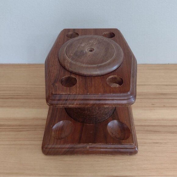 Vintage Fairfax USA Wooden 4 P*pe Rack Stand W/ Tobacco Humidor - Picture 5 of 14